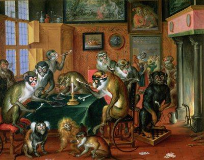The Smoking Room with Monkeys by Abraham Teniers